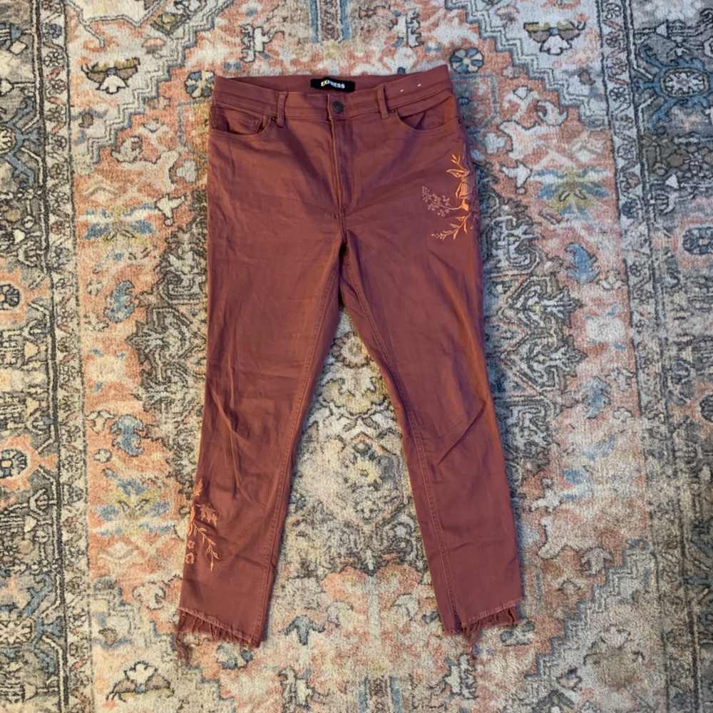 Express Rose Embroidered Pants - Sz 10